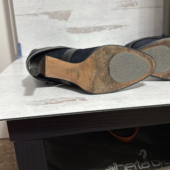 Used Alexandra Neel Navy Suede Boots with strappy detail - Picture 5 of 8